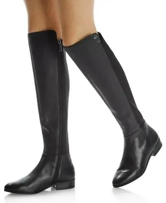 Michael Kors Women's Leather Bromley Flat Boots Sz 6 / 36 Black NEW • $110