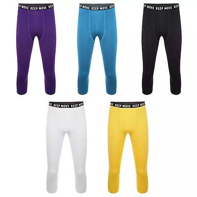 US Mens Leggings Athletic 3/4 Compression Baselayer Tight Pants Running Bottoms • $11.43