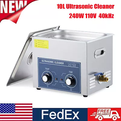 240W 10L Ultrasonic Cleaner Jewelry Cleaning Equipment Bath W/ Timer Heater 250W • $139.99