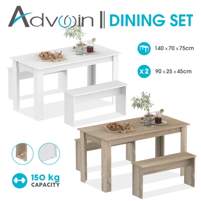$189.90 • Buy Advwin 140CM Dining Table & 90CM Bench Dining Set Kitchen Restaurant Furniture