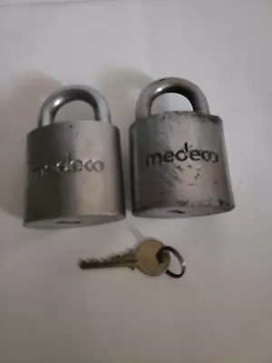 2 Medeco Padlocks With 1 Working Key/ Key Is Retained When Unlocked Tested Good • $199.99