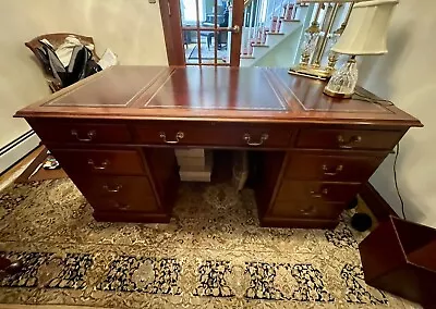 Stickley Executive Solid Cherry Desk Leather Top 62  Long Finish 27 • $2495