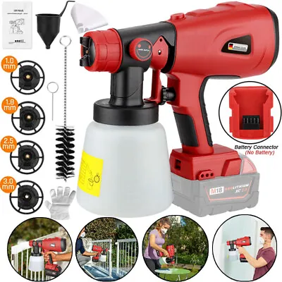 200W Cordless Paint Sprayer Gun For Milwaukee 18v Battery Brushless Motor 800ML • $53.93