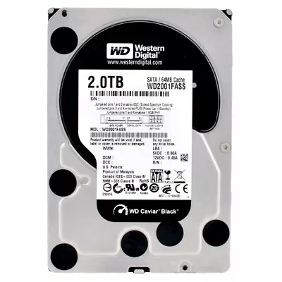 Western Digital Black 2TB WD2001FASS 7200RPM 64MB SATA II 35'' Inch • $271.35