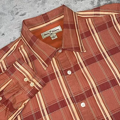 Tommy Bahama Shirt Men's XL Orange Plaid City Travel Beach Casual EUC • $19.99