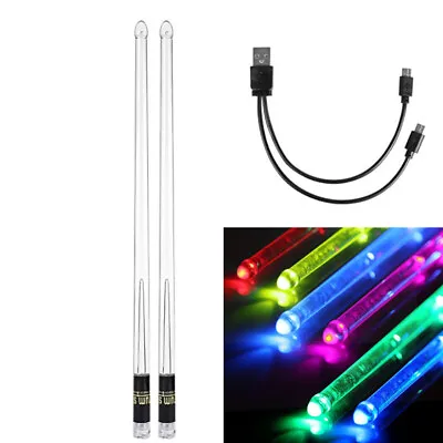 Light Up 12 Color Changing LED Gradient Glow Drumsticks USB Rechargeable Durable • $42.92