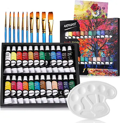 £13.62 • Buy Acrylic Paint Set, 24 Rich Pigment Colors With 10 Art Brushes For Painting
