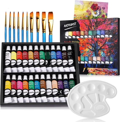 £13.62 • Buy Acrylic Paint Set, 24 Rich Pigment Colors With 10 Art Brushes For Painting