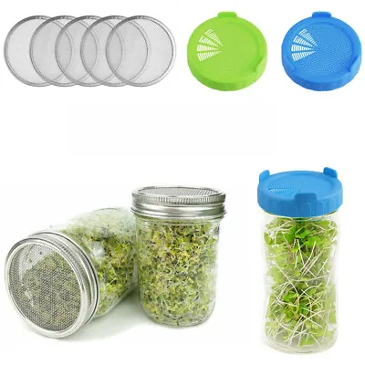 5/2 Strainer Sprouting Mesh Screen Filter Lid For Mason Canning Jar Wide Mouth • $6.50