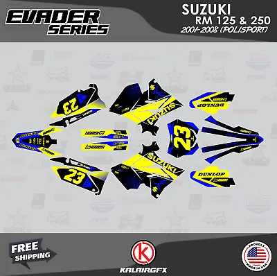 Graphics Kit For SUZUKI RM125 250 2001-08 POLISPORT RESTYLE  EVADER- Blue • $126.99