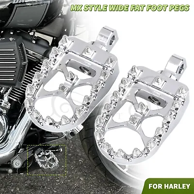 Chrome MX Style Wide Fat Footrest Foot Pegs For Harley Sportster 1200 883 V-Rod • $28.98