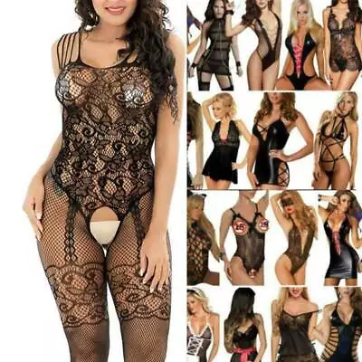 Women Sexy Lingerie Fishnet Body Stocking Bodysuit Nightwear G-String Plus Size • £9.49