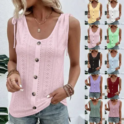 $13.97 • Buy Womens Sleeveless Vest T Shirt Ladies Tank Tops Summer Casual Tee Blouse SIZE AU