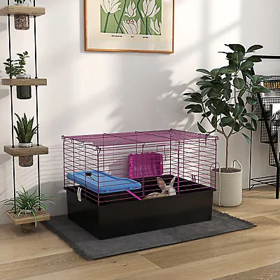 Small Animal Cage Rabbit Hutch Guinea Pig Pet Playhouse W/ Platform Ramp • £31.99