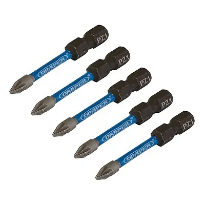 Draper Expert 05646 5pc PZ-Type Impact Screwdriver Bits No.1 X 50mm 1/4  Hex • £3.98