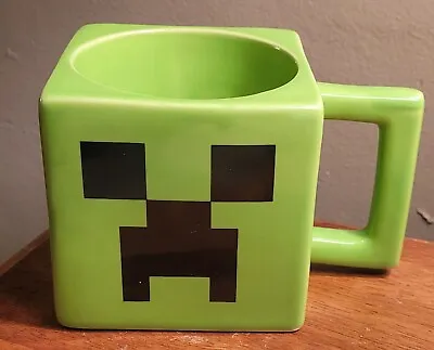 Minecraft Creeper Face Plastic Coffee Tea Mug Cup Green Mojang Jinx LARGE • $7.29