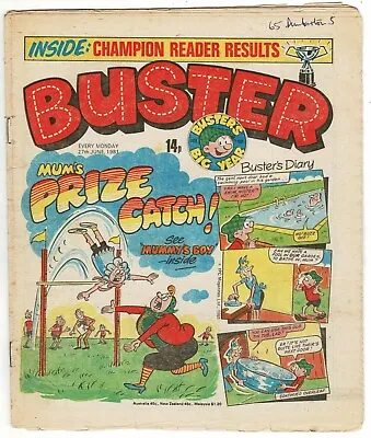 £1 • Buy Buster Comic 27th June 1981 Chalky XRay Specs Ivor Lott Leopard Lime St