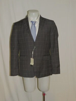 $625 • Buy Domenico Vacca Gray Windowpane Plaid Two Button Blazer Sport Coat 42R NWT $2900