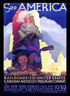 See America Usa Canada Mexico 1939 World's Fair Vintage Poster Repro FREE S/H • $17.90