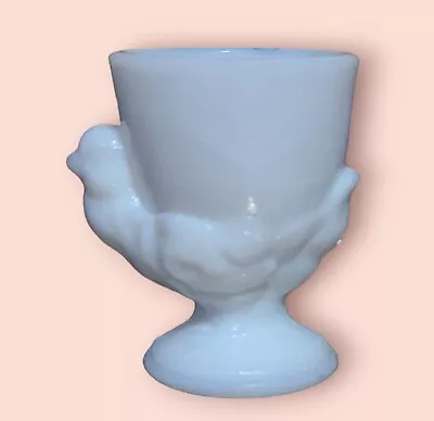 White Milk Glass Egg Cup Chicken Hen Easter Spring Collectible Vintage 2.5 X 2   • $9.97