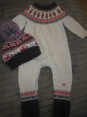 Baby Boys Mothercare Knitted Outfit Set + Hat Babygrow London Bus Soldier 6-9m • $15.16
