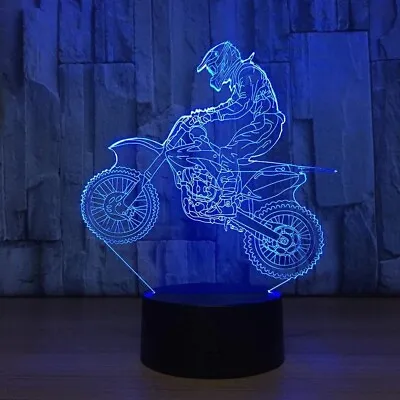 £10.99 • Buy 3D Motocross Lamp 7 Colour Change LED Night Light Bedroom Desk Lamp Gift New