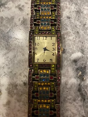 Vintage Heidi Daus Art Deco Style Multicolor Swarovski Crystal Bracelet Watch • $49.99