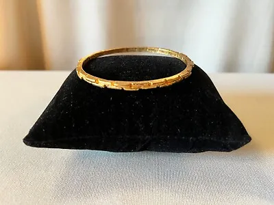 Vintage  Trifari  Gold Tone Textured & Shiny Bangle Bracelet Signed • $25