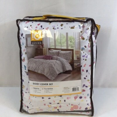 £24.71 • Buy Intelligent Design ID12-1677 White Purple 4 Pieces Duvet Cover Set Size Queen