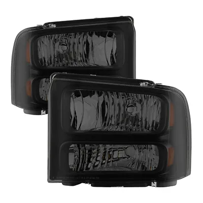 99-04 F250 F350 SuperDuty/Excursion Black Smoke Harley Conversion Headlights • $286.24