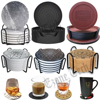 $9.99 • Buy Ceramic / Silicone / Cork Coasters For Drinks Absorbent With Holder Cup Pad Mat