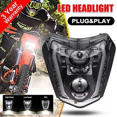 Dirt Bike LED Headlight DRL For KTM 2017-2023 EXC XCW 250 350 450 500 SMC-R 690 • $83.85