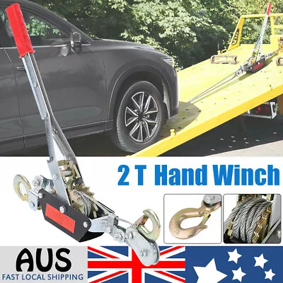 2 Ton Manual Hand Winch Power Puller Hoist Tool 2 Hooks Truck Trailer Tool 4X4 • $33.88