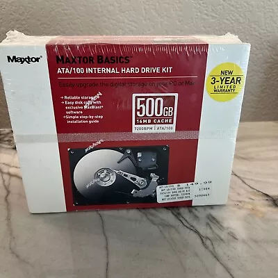 Maxtor Basics ATA /100 Internal Hard Drive Kit 500 GB 16 MB 7200 RPM NEW SEALED • $49.50