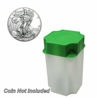 5 ASE American Silver Eagle Dollar Coin Holder Tube GREEN Square Storage Case  • $11.49