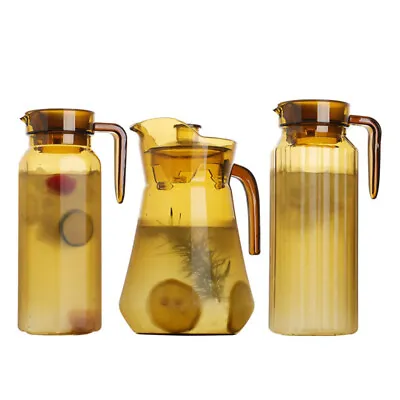   Carafe Glass Jug Water Jug ​​with Lid Glass Jug Iced Tea Milk Jug • £12.30