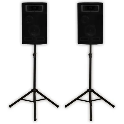 Acoustic Audio PA-500X Passive 800W 3-Way Speaker Pair And Stands DJ Studio Home • $149.88