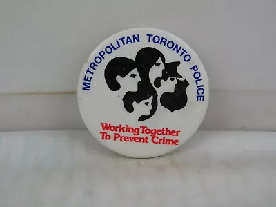 Vintage Politice Pin - Metropolitan Toronto Police Block Watch - Celluloid Pin • $14.39