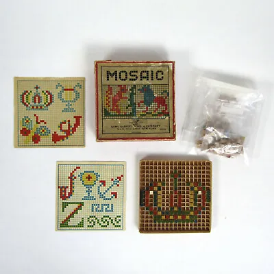 £87.64 • Buy Antique Victorian Mosaic Tile Board Game Sam Gabriel & Sons Blocks Germany Toy