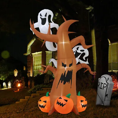 LED Halloween Inflatable Tree Pumpkin Ghost Blow Up Outdoor Yard Mall Party Deco • £45.95