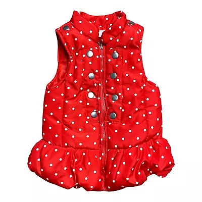 $17.99 • Buy Kids Headquarters Girls Puffer Vest 3T Red Polka Dot Ruffle Hem Toddler Jacket