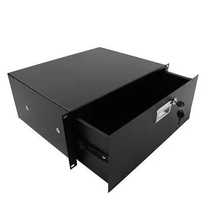 19  4U Steel Plate DJ Drawer Equipment Cabinet With Keys Black • $68.25