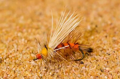 12 Flies -  Orange Stimulator Terrestrial Dry Fly - Mustad Signature Hook • $9.99