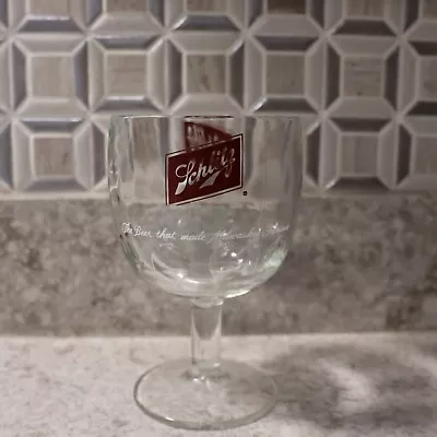 Vintage Schlitz Beer Glass Goblet Stemmed Thumb Print Mug Souvenir • $10.99