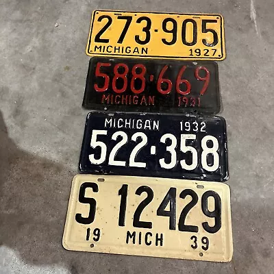 1927 1931 1932 1939 Michigan License Plates Lot Bulk • $39.99
