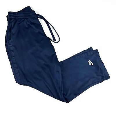 Nike Vintage Y2K Drifit Athletic Track Pants Sz XL Blue Classic Swoosh Logo • $17.56