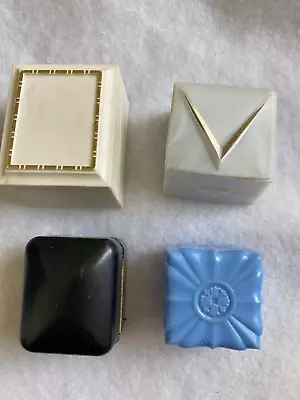 Plastic Ring Presentation Boxes - Blue Black 2 White Vintage • $40