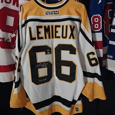 Mario Lemieux Signed 3X MVP Pittsburgh Penguins Hockey Jersey With Steiner COA • $1100