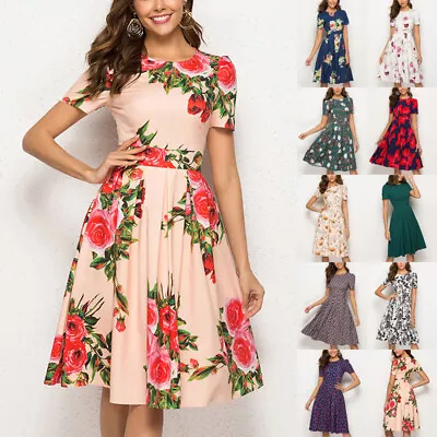 ❤️Women Vintage Floral A-line Dress Lady Summer Evening Little Party Swing Dress • $7.99