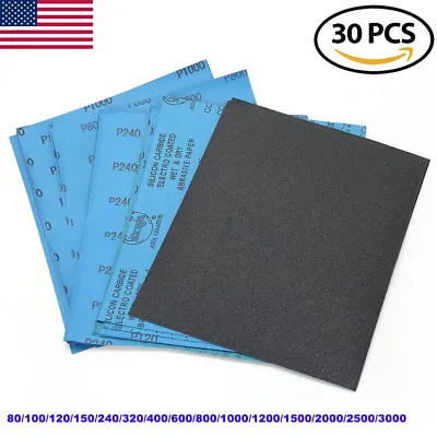 Wet Dry Sandpaper 80 To 3000 Grit Assortment 9x11'' Abrasive Paper Sheet Sanding • $39.99